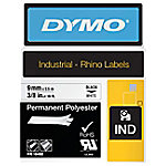 DYMO IND S0718240 Rhino Polyester Schriftband Selbsthaftend Schwarz auf Weiß 9 mm (B) x 5,5 m (L) von DYMO