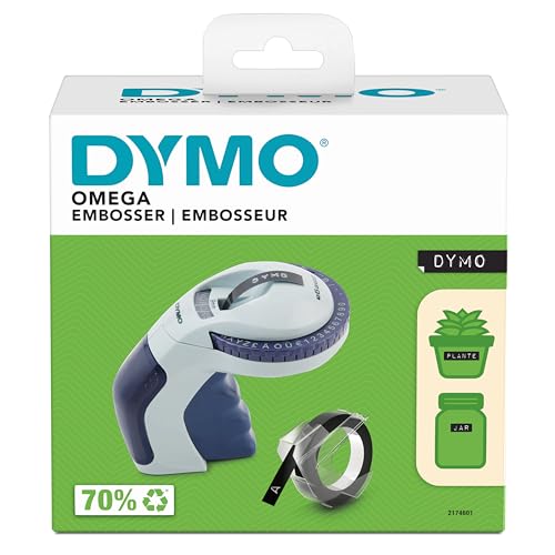 DYMO Omega Prägegerät | kleines Beschriftungsgerät mit Dreh-klick-System und ergonomischem Design | für zu Hause und für Bastel- und Hobbyprojekte (£/€, Ä, Ö und Ü) von DYMO