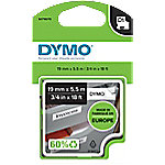 Dymo D1 S0718070 / 16960 Authentic Polyester Schriftband Selbstklebend Schwarzer Druck auf Weiß 19 mm x 5.5m von DYMO