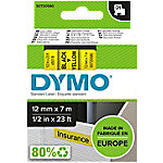Dymo D1 S0720580 / 45018 Authentic Schriftband Selbstklebend Schwarzer Druck auf Gelb 12 mm x 7m von DYMO
