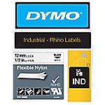 Dymo IND S0718100 / 18488 Authentic Rhino Flexibles Nylon Schriftband Selbstklebend Schwarzer Druck auf Weiß 12 mm x 3.5m von DYMO