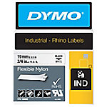 Dymo IND S0718120 / 18489 Authentic Rhino Flexibles Nylon Schriftband Selbstklebend Schwarzer Druck auf Weiß 19 mm x 3.5m von DYMO