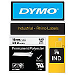 DYMO IND S0718220 / 18484 Authentic Rhino Polyester Schriftband Selbstklebend Schwarzer Druck auf Weiß 19 mm x 5.5m von DYMO