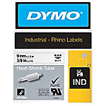 Dymo IND S0718280 / 18053 Authentic Rhino Heißschrumpfschlauch Selbstklebend Schwarzer Druck auf Weiß 9 mm x 1.5m von DYMO