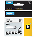 Dymo IND S0718600 / 18444 Authentic Rhino Vinyl Schriftband Selbstklebend Schwarzer Druck auf Weiß 12 mm x 5.5m von DYMO