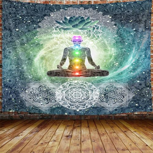 Chakra großer Wandteppich, sieben Chakra Yoga Meditation Zen Decor Tapisserie Wandbehang für Schlafzimmer, Hippie Lotus Spirituelle Wandteppiche Poster Stranddecke College Wohnheim Zuhause (90 Bx70 H) von DYNH