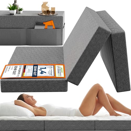 DYNMC you Klappmatratze 120x195x14 cm - Gästematratze Klappbar für 2 Mittel Hart H3 - Test SEHR GUT - Gästebett Klappbar mit Husse - Faltmatratze Oeko TEX Standard - Bodenmatratze von DYNMC you