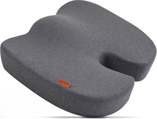 Ergonomisches Sitzkissen Bürostuhl – Sitzring Steißbein Entlastung – Von Experten Entwickelt – Steißbeinkissen für Rücken & Gesäß – Ergonomisch Gerundet – Rutschfest – Waschbar – 45x32x10 cm – Grau von DYNMC you