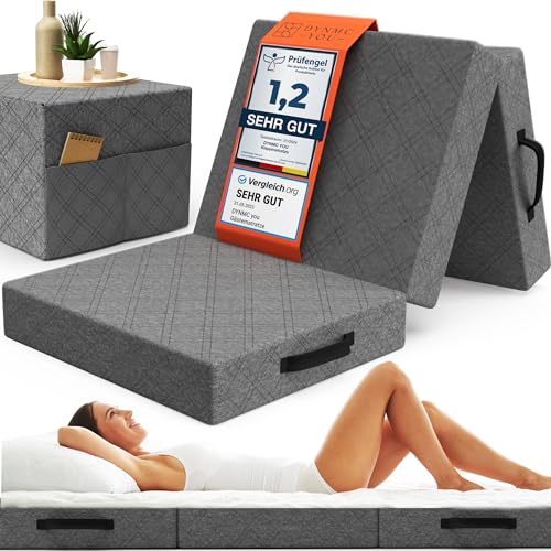 DYNMC you Klappmatratze 75x195x14 cm - Gästematratze Klappbar Mittel Hart H3 - Test SEHR GUT - Oeko TEX Zertifiziert - Gästebett Klappbar mit Husse - Faltmatratze - Bodenmatratze Kinderzimmer von DYNMC you