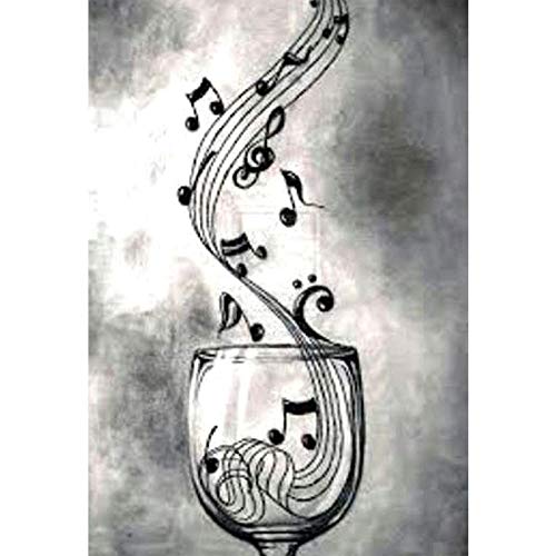 Malen nach Zahlen für Erwachsene Diy Ölgemälde Musiknote Weinglasmalerei nach Zahlen Zeichnen auf Leinwand Art Decor Geschenke von DYONXU