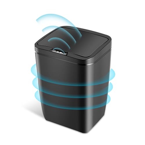 12L Sensor Mülleimer Smart Infrarot Sensor Automatic Abfallbehälter Berührungsloser Papierkorb Wasserdicht No Noise für Küche, Badezimmer, Büro (schwarz) von DYOUen