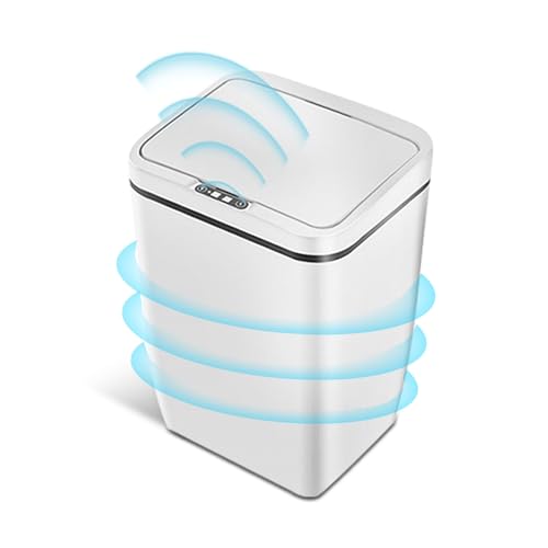 12L Sensor Mülleimer Smart Infrarot Sensor Automatic Abfallbehälter Berührungsloser Papierkorb Wasserdicht No Noise für Küche, Badezimmer, Büro (weiß) von DYOUen