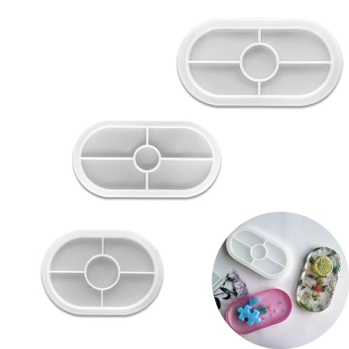 DYOUen 3PCS Silikonformen Epoxidharz Formen Oval Silikonform Untersetzer Resin Mold Gießformen für DIY Teetablett Obsttablett Schmucktablett Kunsthandwerk von DYOUen