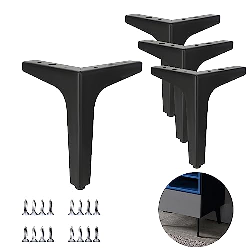 DYOUen 8 Stück Möbelfüße Schwarz Metall Sofafüße Tischhalterung aus Schmiedeeisen, Füße für Möbel Belastung bis 800 KG für TV-Möbel, Kleiderschrank (4, 15 cm) von DYOUen