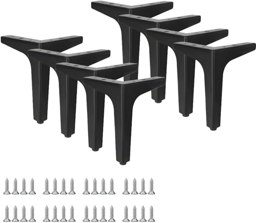 DYOUen 8 Stück Möbelfüße Schwarz Metall Sofafüße Tischhalterung aus Schmiedeeisen, Füße für Möbel Belastung bis 800 KG für TV-Möbel, Kleiderschrank (8, 17 cm) von DYOUen