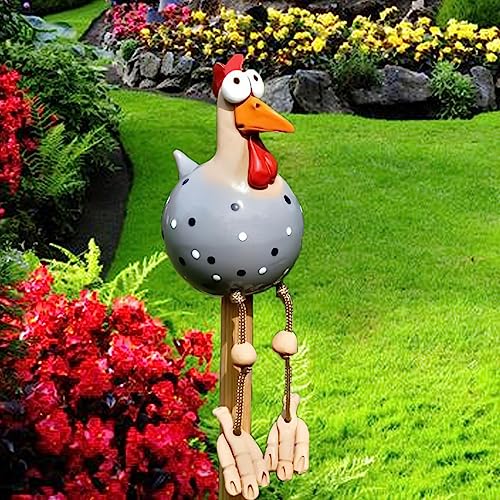 DYOUen Huhn Deko Garten Handarbeit Gartenstecker Hahn Gartenstatue Henne Gartendeko Hühner Gartenfigur Harz Gartendekoration, fur Outdoor Balkon Wohnzimmer (grau) von DYOUen