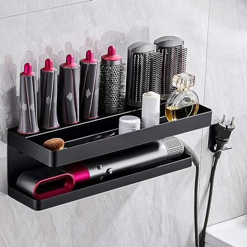 DYOUen Wandhalterung Curling Halter Organizer Stand Lagerregal für Dyson Airwrap, Edelstahl ohne Stanzen Aufbewahrungshalter (Stil 4) von DYOUen