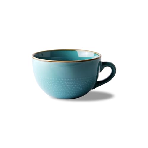 Große Tasse 700 ml Keramik Kaffeebecher Müslischalen mit Griff für Müsli, Suppe, Ramen, Salat, Tee (Blau) von DYOUen
