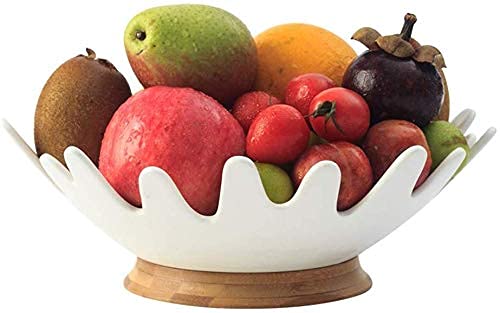 DYPXG Obstschale,Obstteller Keramik Holz Home Aufbewahrungskorb Desktop Obstkorb Platte (Farbe: Weiß,Größe: 11,5 x 23,5 x 8,5 cm) von DYPXG