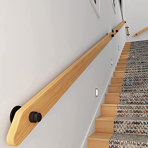 Handläufe für Treppen Holz 300CM Treppengeländer Innen Aussen Wandhandlauf Handlauf Kiefer Geländer Support Kit Seitliche Montage Anpassbare Länge für Behinderte von DYPZQL