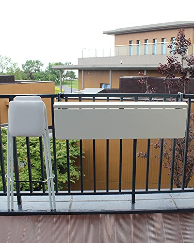 DYQFS Balkontisch Balkon Klapptisch, Outdoor Beistelltische, Schreibtisch Serviertisch für Patio Garden, Laptoptisch, Verstellbares Esszimmerregal Geeignet für Die Meisten Geländer (3 Größen) von DYQFS