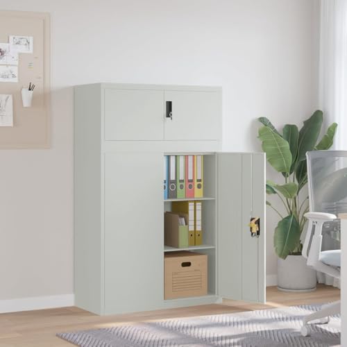 Aktenschrank Hellgrau 90x40x145 cm Stahl Steel Filing Cabinet with Lockable Door. 2 Adjustable Shelves for Office Home Storage Organization von DYRJDJWIDHW