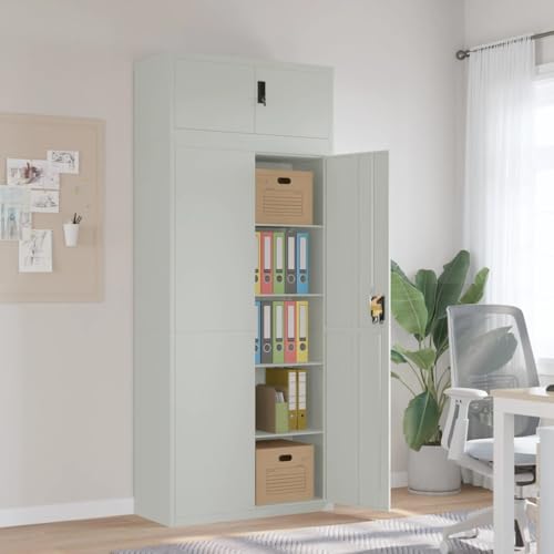 Aktenschrank Hellgrau 90x40x220 cm Stahl Steel Filing Cabinet with Lockable Door 4 Adjustable Shelves Office Storage Cabinet for Documents Files Organization von DYRJDJWIDHW