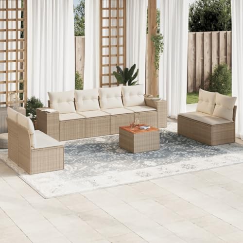 DYRJDJWIDHW 11-TLG. Garten-Essgruppe mit Kissen Grau Poly Rattangarten Lounge gartenmöbel Set Balkon Sofa sitzlounge Outdoor wetterfestGeeignet für Gärten, Terrassen von DYRJDJWIDHW