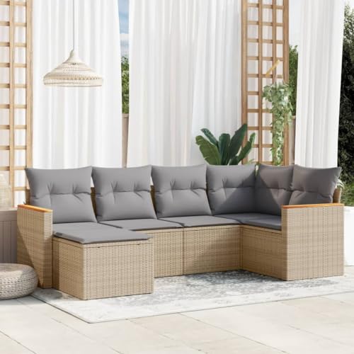 DYRJDJWIDHW 12-TLG. Garten-Sofagarnitur mit Kissen Beige Poly Rattanbalkon Sofa Garten Lounge gartenmöbel balkonmöbelGeeignet für Gärten, Terrassen von DYRJDJWIDHW