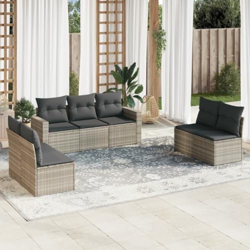 DYRJDJWIDHW 12-TLG. Garten-Sofagarnitur mit Kissen Beige Poly Rattangartenmöbel balkonmöbel gartenmöbel Set sitzlounge Outdoor wetterfestGeeignet für Gärten, Terrassen von DYRJDJWIDHW