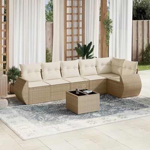 DYRJDJWIDHW 13-TLG. Garten-Essgruppe mit Kissen Hellgrau Poly Rattanbalkon Sofa Garten Lounge gartenmöbel balkonmöbelGeeignet für Gärten, Terrassen von DYRJDJWIDHW