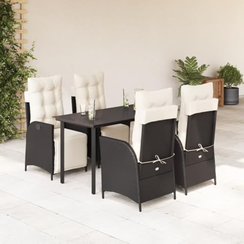 DYRJDJWIDHW 13-TLG. Garten-Essgruppe mit Kissen Schwarz Poly Rattangartenmöbel gartenmöbel Set balkonmöbel sitzlounge Outdoor wetterfestGeeignet für Gärten, Terrassen von DYRJDJWIDHW