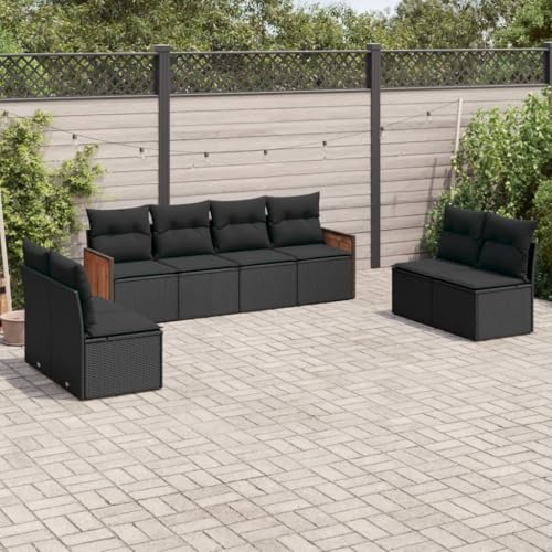DYRJDJWIDHW 13-TLG. Garten-Sofagarnitur mit Kissen Schwarz Poly Rattangartenmöbel Set Garten Lounge sitzlounge Outdoor wetterfest gartenmöbelGeeignet für Gärten, Terrassen von DYRJDJWIDHW