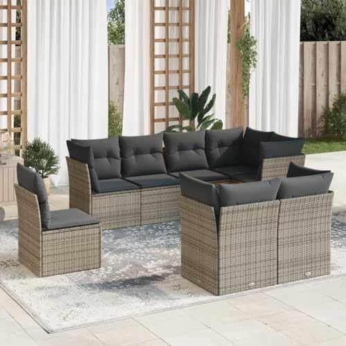 DYRJDJWIDHW 15-TLG. Garten-Essgruppe mit Kissen Braun Poly Rattansitzlounge Outdoor wetterfest balkonmöbel gartenmöbel Balkon sofaGeeignet für Gärten, Terrassen von DYRJDJWIDHW