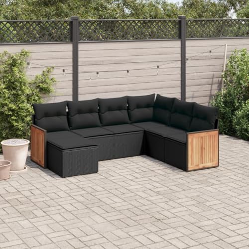 DYRJDJWIDHW 17-TLG. Garten-Essgruppe mit Kissen Beige Poly Rattangartenmöbel gartenmöbel Set balkonmöbel Balkon sofaGeeignet für Gärten, Terrassen von DYRJDJWIDHW