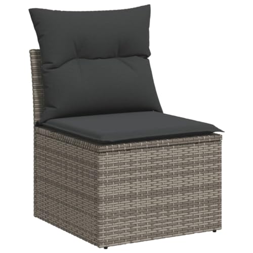 DYRJDJWIDHW 17-TLG. Garten-Essgruppe mit Kissen Beigemischung Poly Rattangartenmöbel Garten Lounge Balkon Sofa sitzlounge Outdoor wetterfestGeeignet für Gärten, Terrassen von DYRJDJWIDHW
