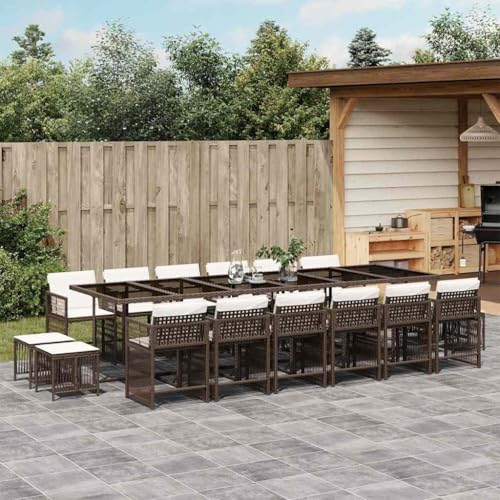 DYRJDJWIDHW 17-TLG. Garten-Essgruppe mit Kissen Braun Poly Rattanbalkon Sofa Garten Lounge sitzlounge Outdoor wetterfest gartenmöbel setGeeignet für Gärten, Terrassen von DYRJDJWIDHW