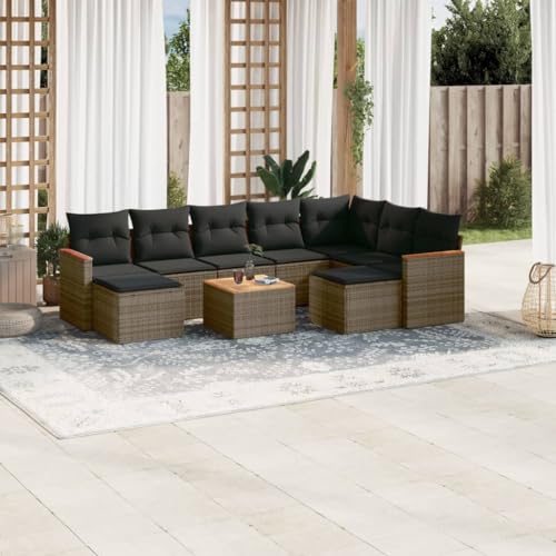DYRJDJWIDHW 17-TLG. Garten-Essgruppe mit Kissen Schwarz Poly Rattangarten Lounge sitzlounge Outdoor wetterfest gartenmöbel Balkon sofaGeeignet für Gärten, Terrassen von DYRJDJWIDHW