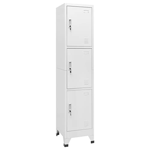 DYRJDJWIDHW 3 Compartment Lockers Cabinet 38x45x180 cm Steel Gray Industrial Style for Gym School Office with Secure Storage Ventilation Holes von DYRJDJWIDHW