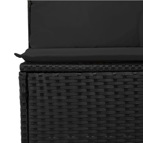 DYRJDJWIDHW 3-TLG. Bistro-Set mit Kissen Schwarz Poly Rattan Akazienholzgartenmöbel Set balkonmöbel Balkon Sofa Garten loungeGeeignet für Gärten, Terrassen von DYRJDJWIDHW