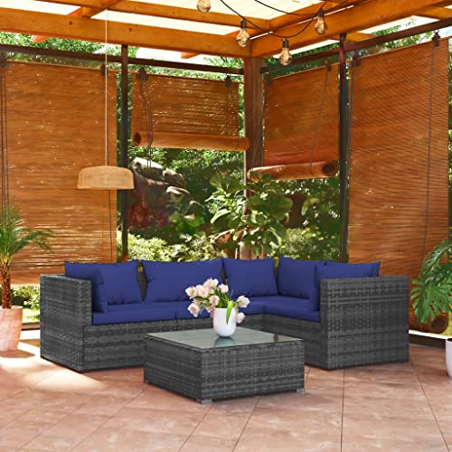 DYRJDJWIDHW 3-TLG. Garten-Essgruppe mit Kissen Schwarz Poly Rattangartenmöbel balkonmöbel gartenmöbel Set Balkon sofaGeeignet für Gärten, Terrassen von DYRJDJWIDHW