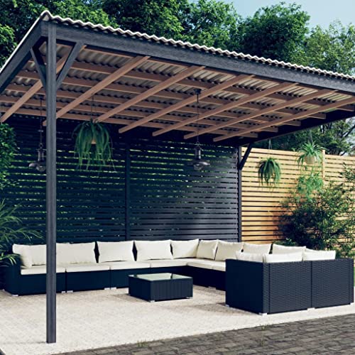 DYRJDJWIDHW 3-TLG. Gartenbar-Set mit Kissen Poly Rattan Schwarzbalkonmöbel gartenmöbel Set sitzlounge Outdoor wetterfest Garten loungeGeeignet für Gärten, Terrassen von DYRJDJWIDHW