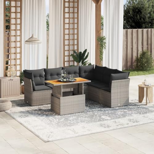 DYRJDJWIDHW 4-TLG. Garten-Sofagarnitur mit Kissen Schwarz Poly Rattanbalkonmöbel Garten Lounge gartenmöbel Set sitzlounge Outdoor wetterfestGeeignet für Gärten, Terrassen von DYRJDJWIDHW