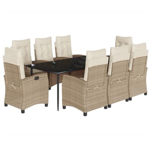 DYRJDJWIDHW 5-TLG. Garten-Essgruppe mit Kissen Braun Poly Rattangartenmöbel sitzlounge Outdoor wetterfest balkonmöbel Balkon sofaGeeignet für Gärten, Terrassen von DYRJDJWIDHW