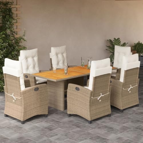 DYRJDJWIDHW 5-TLG. Garten-Essgruppe mit Kissen Schwarz Poly Rattangartenmöbel Set gartenmöbel Balkon Sofa balkonmöbelGeeignet für Gärten, Terrassen von DYRJDJWIDHW