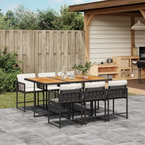 DYRJDJWIDHW 6-TLG. Garten-Sofagarnitur mit Kissen Beige Poly Rattangartenmöbel Set gartenmöbel balkonmöbel Balkon sofaGeeignet für Gärten, Terrassen von DYRJDJWIDHW