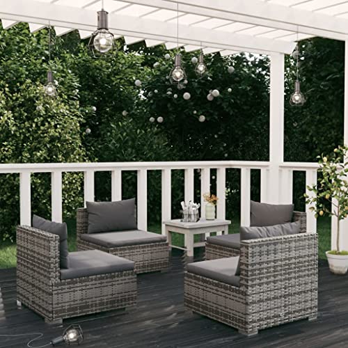 DYRJDJWIDHW 7-TLG. Garten-Essgruppe Hellgraubalkonmöbel gartenmöbel sitzlounge Outdoor wetterfest Balkon sofaGeeignet für Gärten, Terrassen von DYRJDJWIDHW