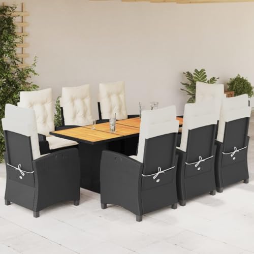 DYRJDJWIDHW 7-TLG. Garten-Essgruppe mit Kissen Braun Poly Rattangartenmöbel Set Garten Lounge gartenmöbel balkonmöbelGeeignet für Gärten, Terrassen von DYRJDJWIDHW