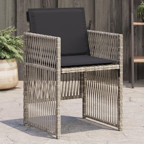 DYRJDJWIDHW 7-TLG. Garten-Essgruppe mit Kissen Grau Poly Rattanbalkon Sofa gartenmöbel Set sitzlounge Outdoor wetterfest Garten loungeGeeignet für Gärten, Terrassen von DYRJDJWIDHW