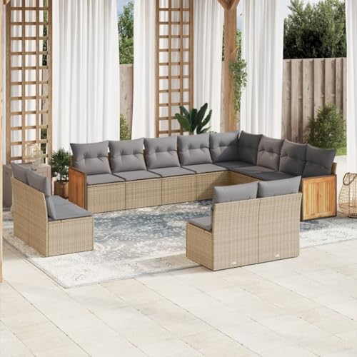 DYRJDJWIDHW 7-TLG. Garten-Essgruppe mit Kissen Grau Poly Rattangarten Lounge Balkon Sofa balkonmöbel sitzlounge Outdoor wetterfestGeeignet für Gärten, Terrassen von DYRJDJWIDHW